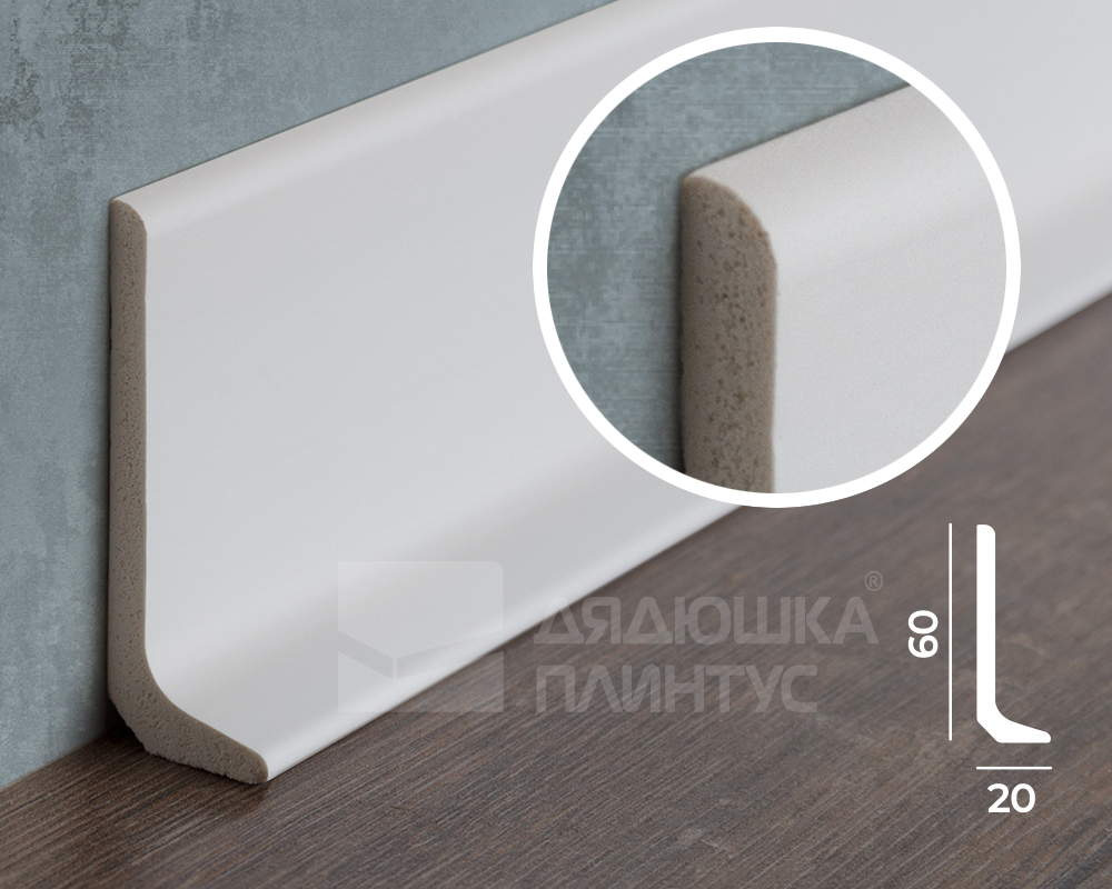 Плинтус из полистирола высокой плотности Волшебная Палочка 60*20*2000. MSPOL 122 Белый под покраску