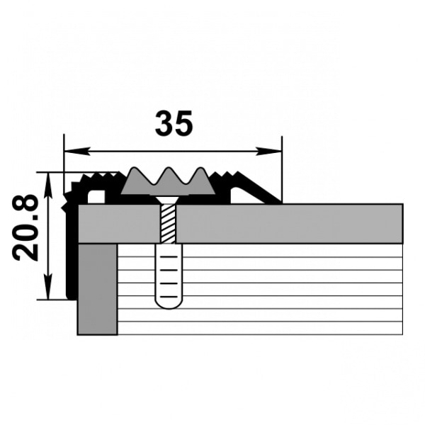 Порог угловой ПУ 07-1.1800.01лч Анод серебро