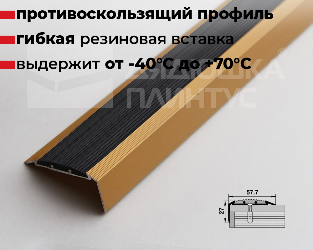 Порог угловой ПУ 70.2700.202л Золото