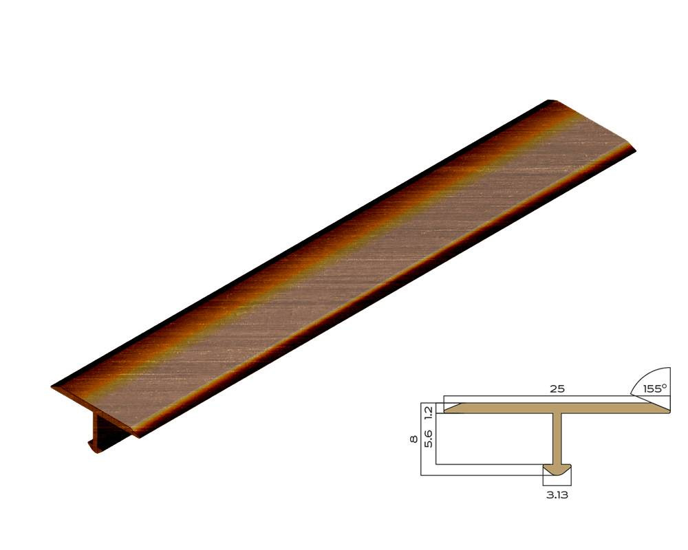 PVL38-04 Профиль Т-образный плоский латунь Антик бронза светлая 25мм х 2.7м