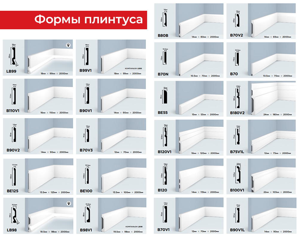 Плинтус из полистирола высокой плотности HI WOOD B70V1 70мм х 12мм х 2,0м.