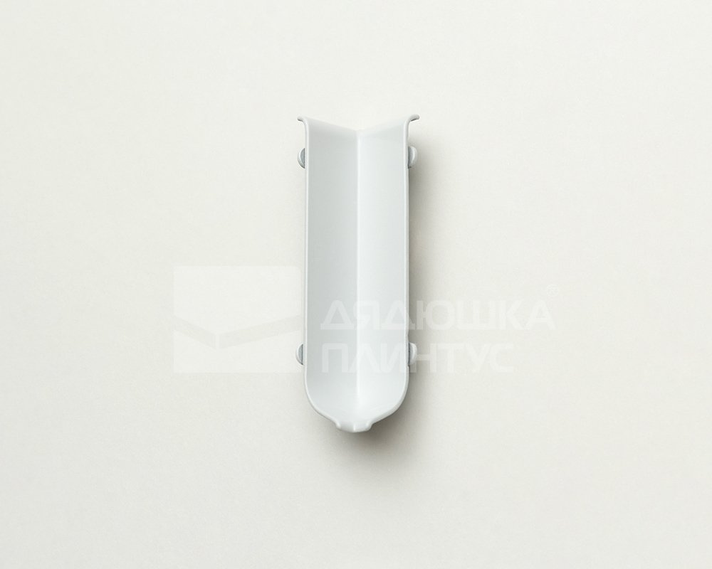 Угол внутренний для плинтуса алюминиевого Волшебная Палочка 60 мм Белый глянец