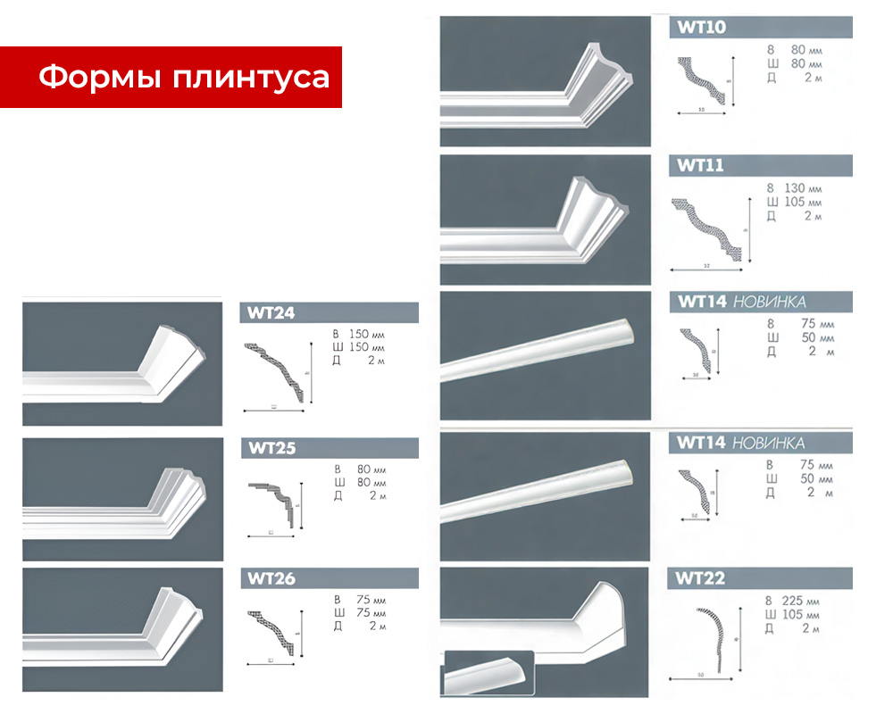 Карниз потолочный NMC WT1 45*60*2000 Белый под покраску