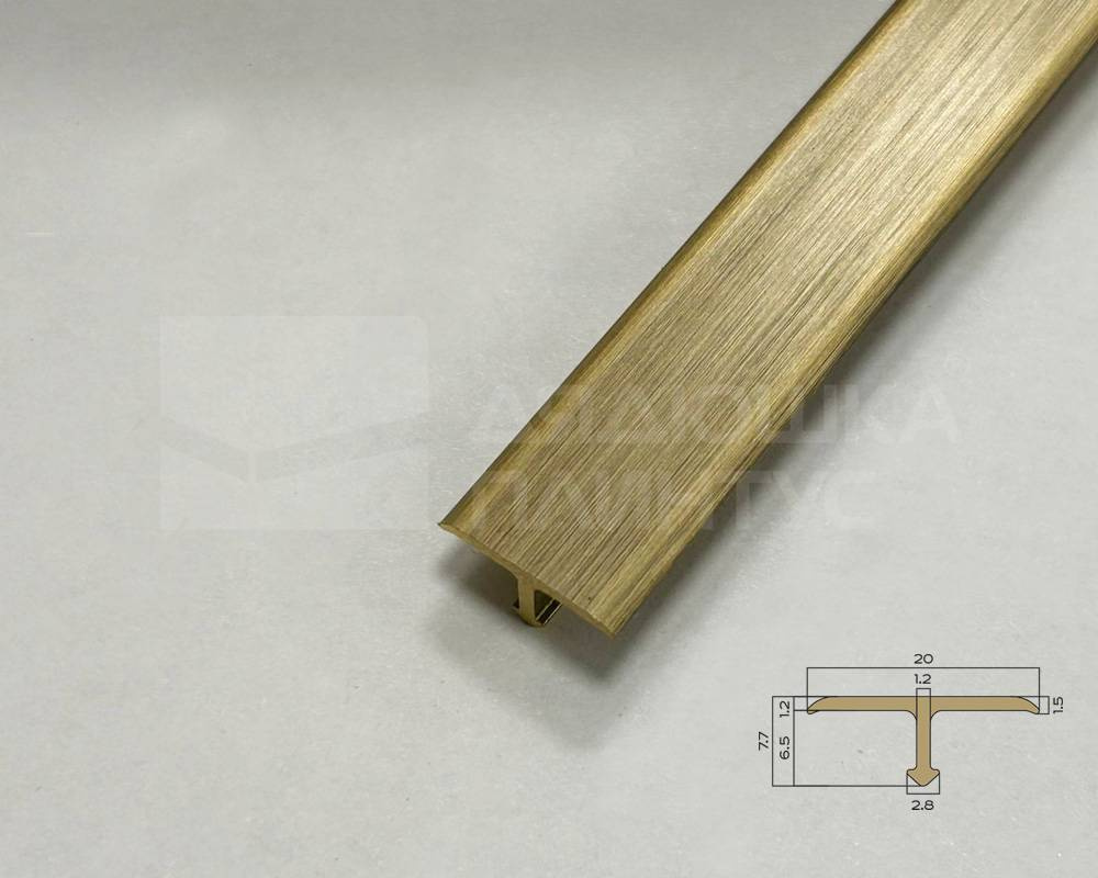 PVL37-04 Профиль Т-образный полукруглый латунь Антик бронза светлая 20мм х 2.7м