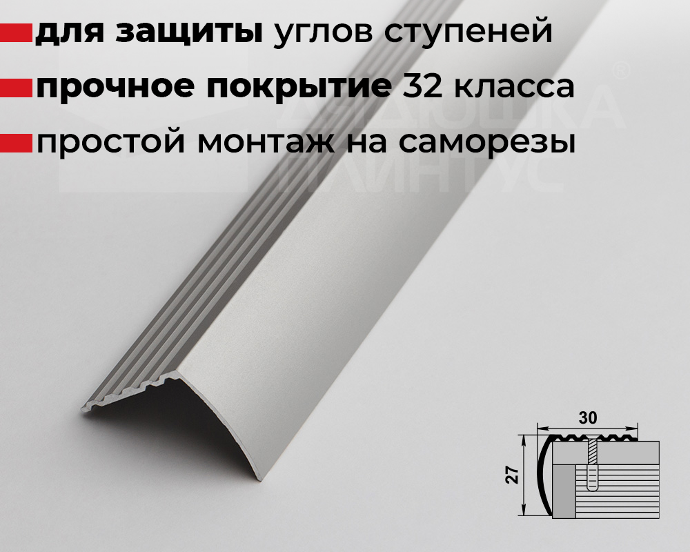 Порог угловой ПУ 04.2700.201л Серебро