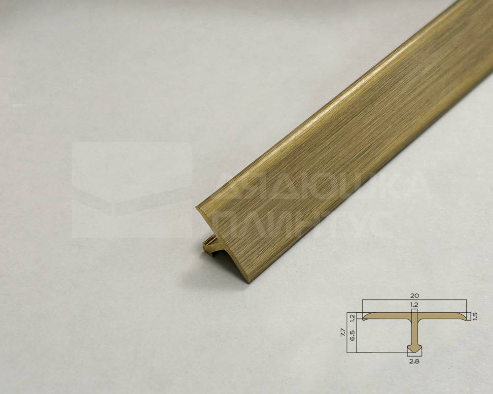 PVL37-04 Профиль Т-образный полукруглый латунь Антик бронза светлая 20мм х 2.7м