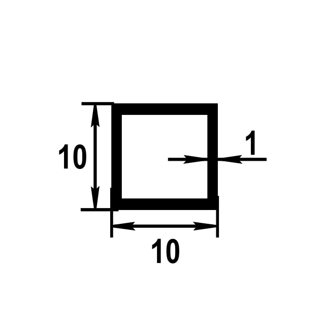Труба квадратная 10х10 мм ТКв 01.2000.502л Золото. Цена за 5 штук.