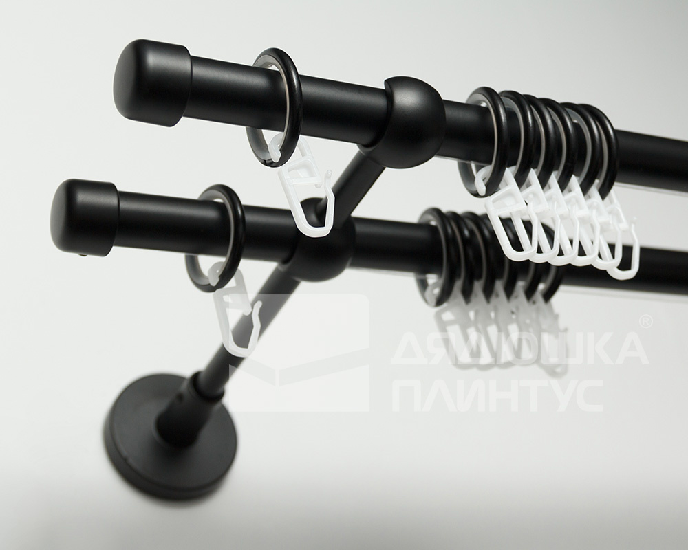 Карниз двухрядный кованый УЮТ D25мм 2,8м Черный