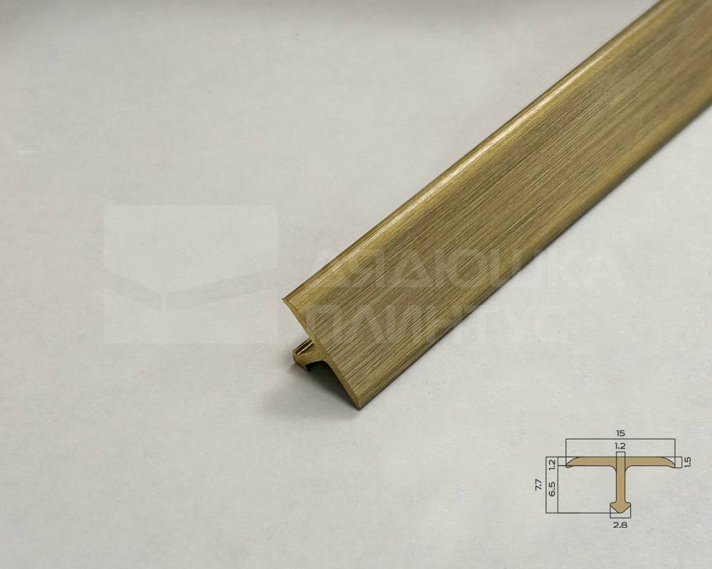 PVL67-04 Профиль Т-образный полукруглый латунь Антик бронза светлая 15мм х 2.7м