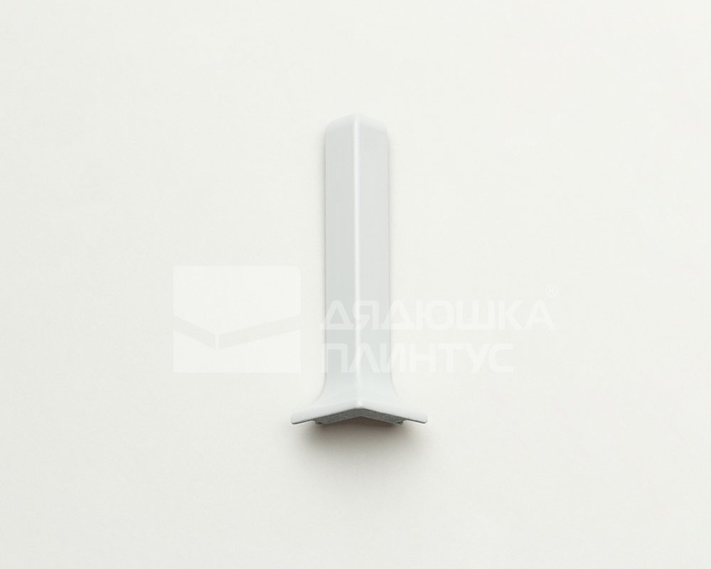 Угол наружный для плинтуса алюминиевого Волшебная Палочка 60 мм Белый глянец