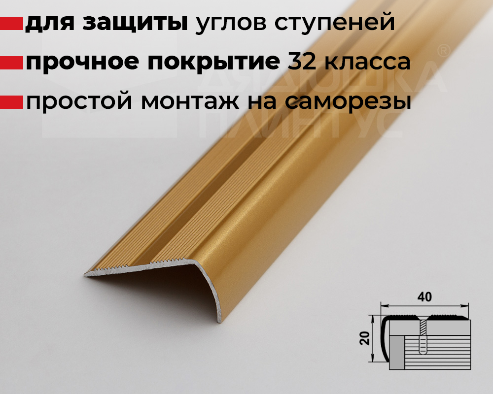 Порог угловой ПУ 06.1800.02л Золото